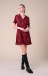 Womens Leaf Print Dress With Collar