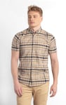 Men's Check Button-Down Short Sleeve Oxford Shirt | Enorsia