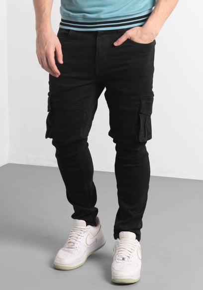 Mens Skinny Fit Cargo Jeans