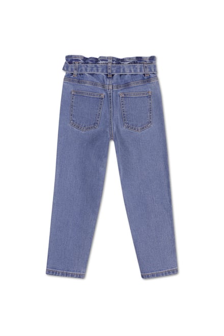 Girls Denim Belt Waist Paperbag Jeans (3/4yrs-8/9yrs)