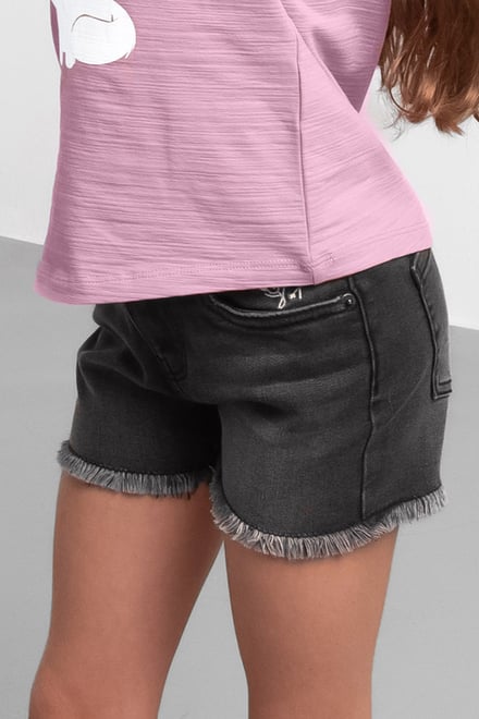 Girls Frayed Hem Embroidered Shorts(2/3yrs-8/9yrs)