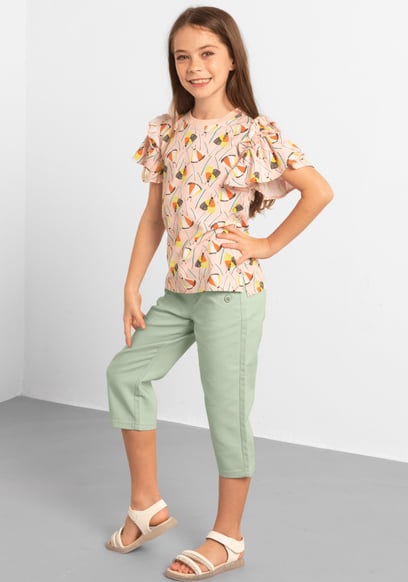 Girls Trouser With Button Details(2/3yrs-8/9yrs)