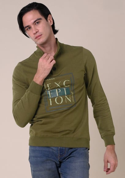 Button-Up Funnel Neck Sweatshirt