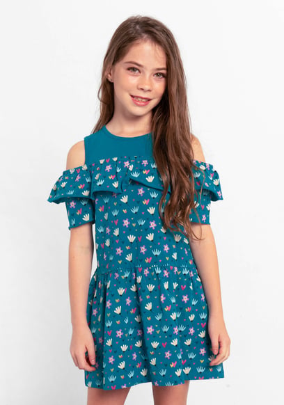 Girls Printed Ruffles Dress (5/6yrs-10/11yrs)
