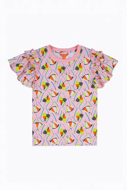 Girls Frill Sleeve T-Shirt (5/6yrs-10/11yrs)