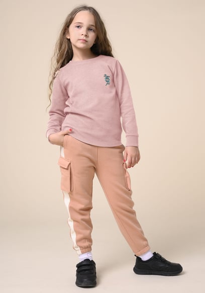 Embroidery Print Waffle Sweatshirt  (5yrs-11yrs)