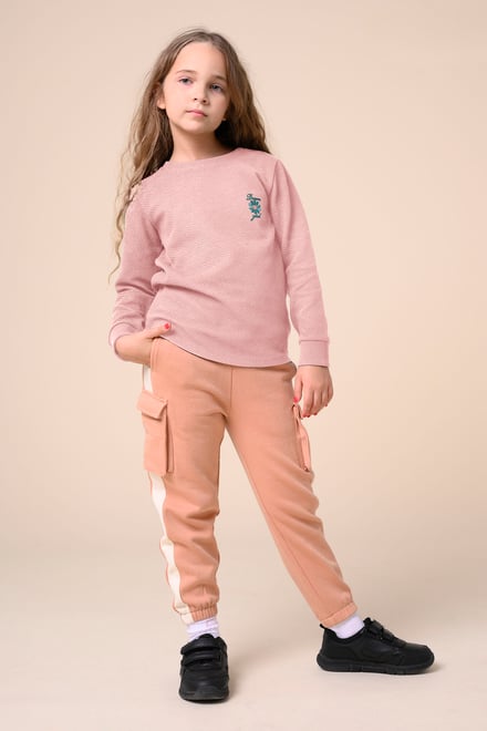 Embroidery Print Waffle Sweatshirt  (5yrs-11yrs)