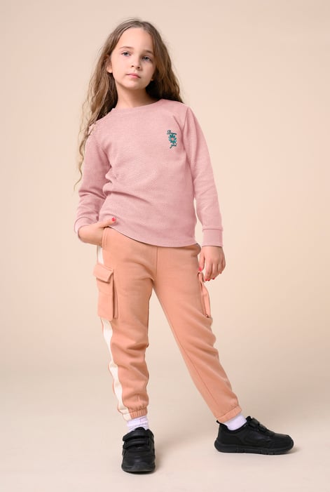 Black Embroidery Print Waffle Sweatshirt  (5yrs-11yrs)