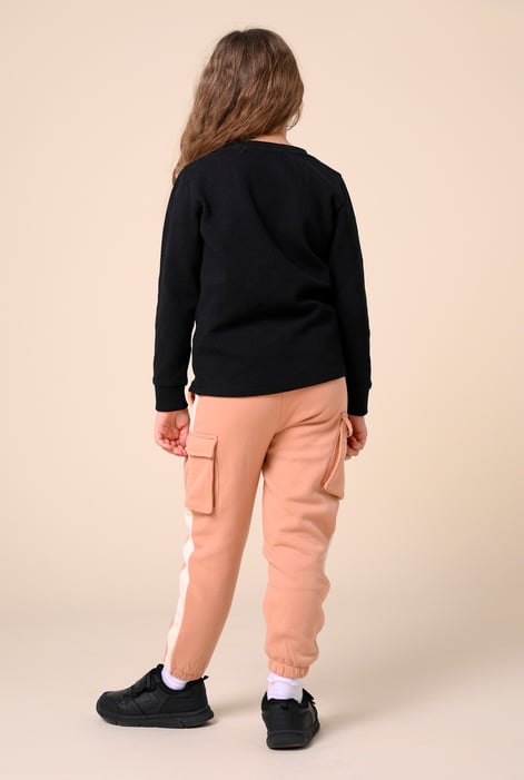 Black Embroidery Print Waffle Sweatshirt  (5yrs-11yrs)