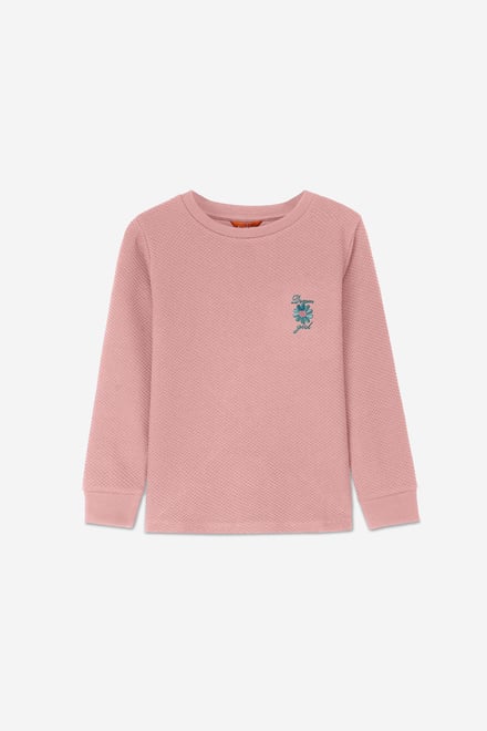 Embroidery Print Waffle Sweatshirt  (5yrs-11yrs)