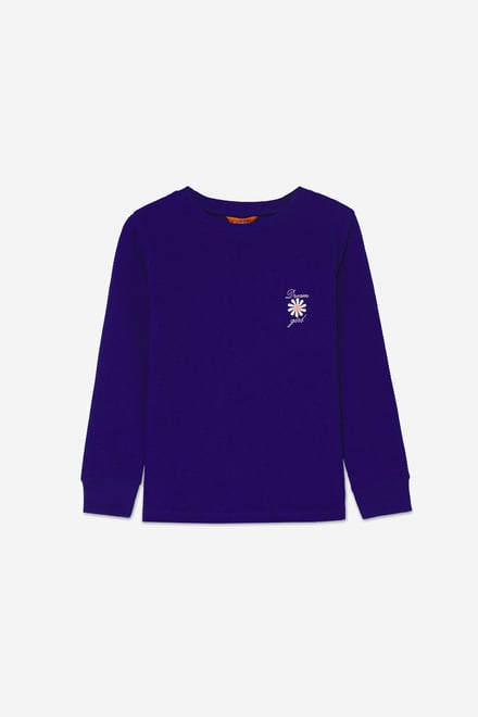 Embroidery Print Waffle Sweatshirt  (5yrs-11yrs)