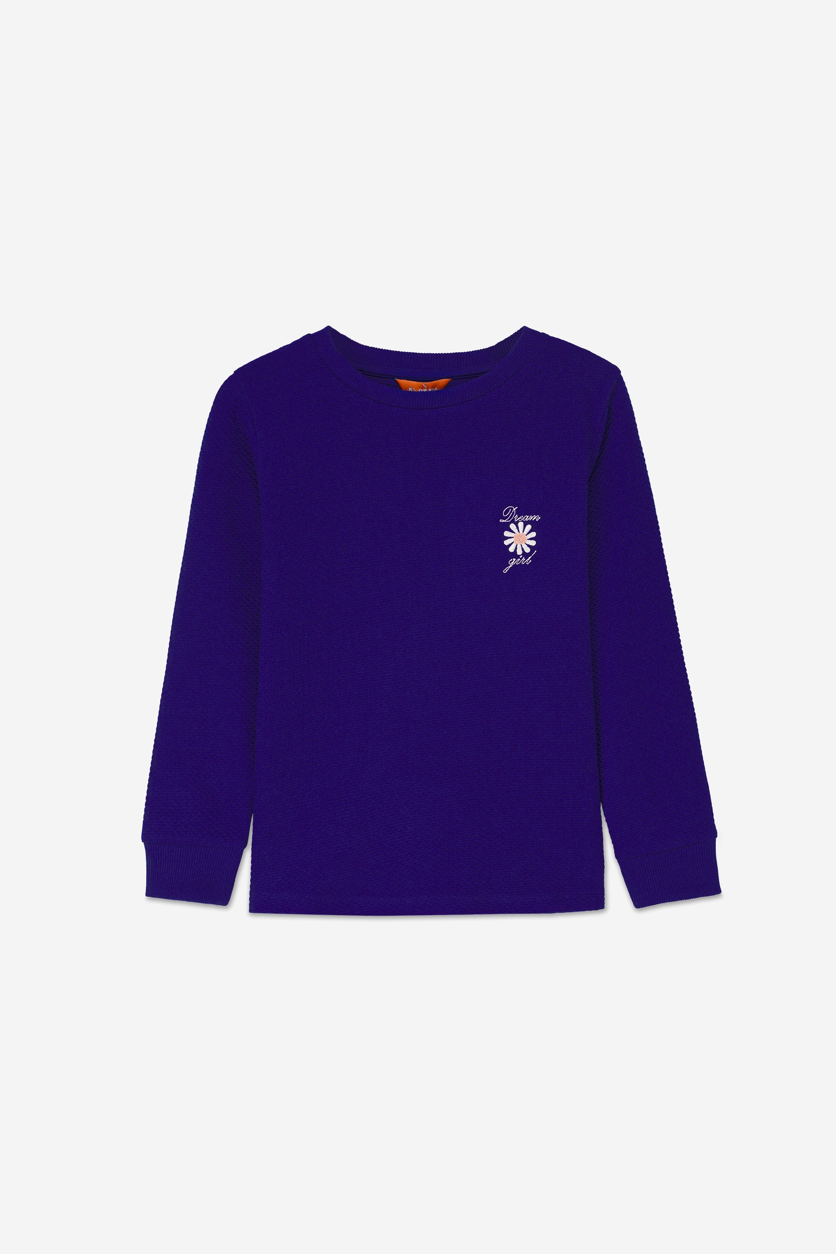 Embroidery Print Waffle Sweatshirt  (5yrs-11yrs)