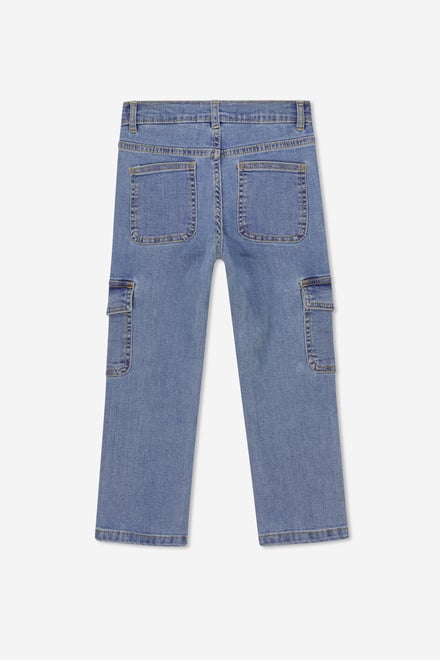 Girls Blue Denim Cargo Jeans