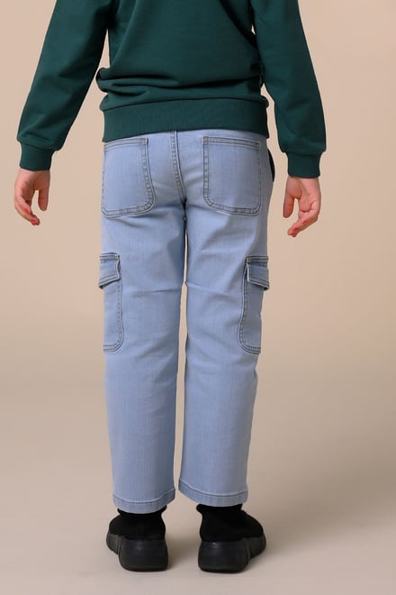 Girls Blue Denim Cargo Jeans