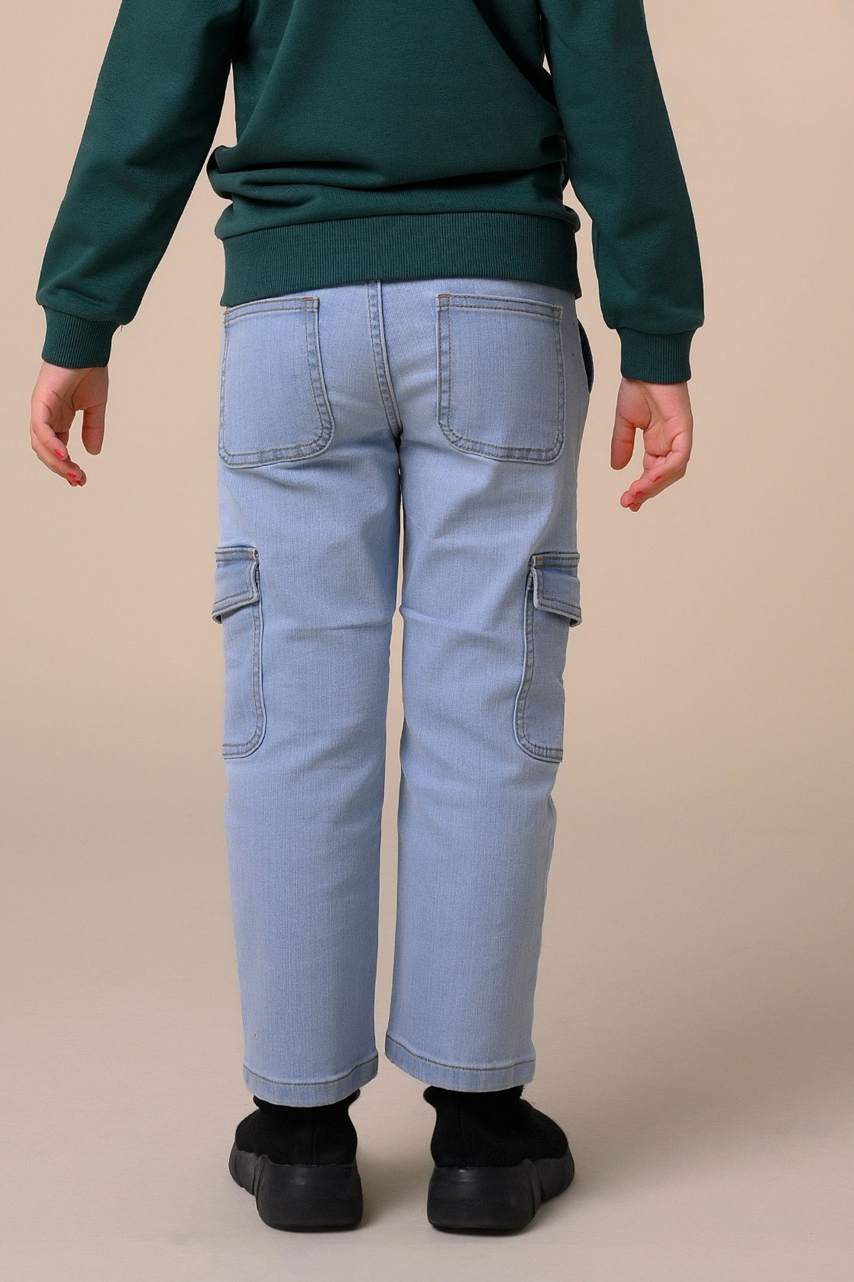 Girls Blue Denim Cargo Jeans