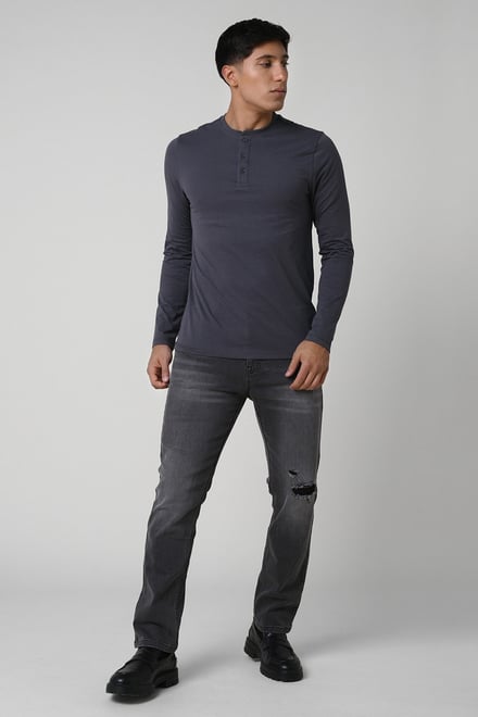Regular Fit Distressed Stretch Denim Jeans
