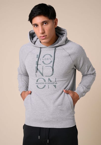 Raglan Sleeve Chest Print Hoodie