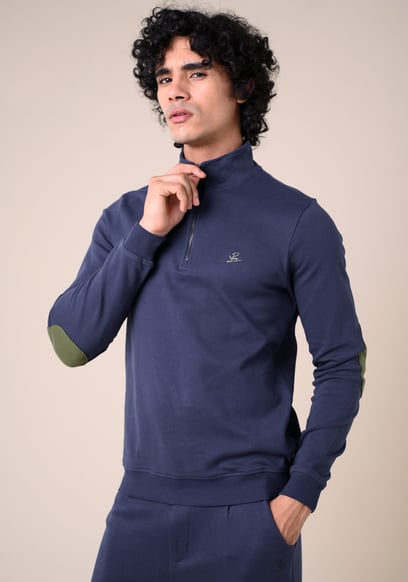 Elbow Patch Half Zip Sweatshirt
