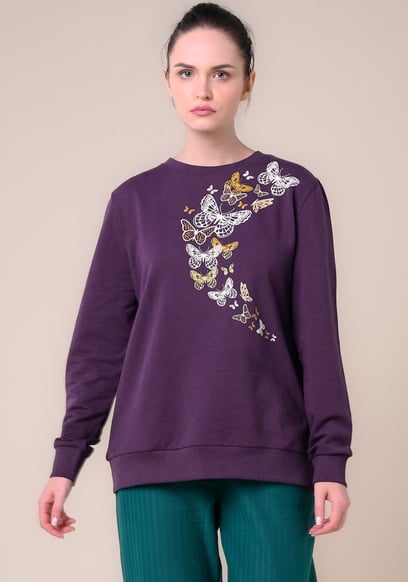 Womens Butterfly Print Sweatshirt
