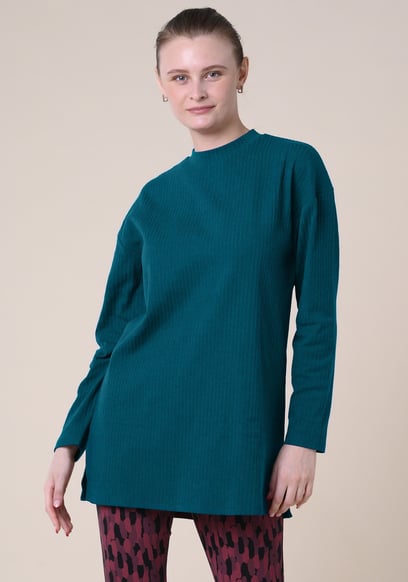 Women Oversize Texture Rib Tops