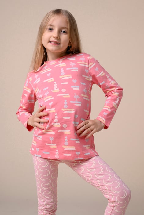 Green Flemingo Print Long Sleeve T-Shirt (2yrs-9yrs)