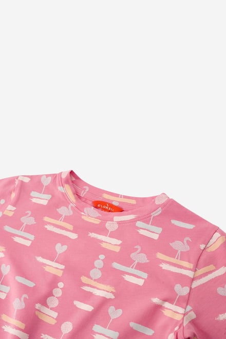 Flemingo Print Long Sleeve T-Shirt (2yrs-9yrs)