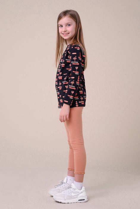 Black Flemingo Print Long Sleeve T-Shirt (2yrs-9yrs)