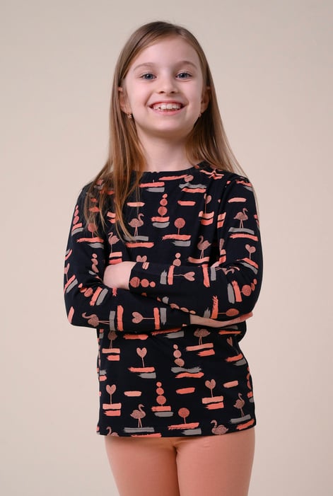 Green Flemingo Print Long Sleeve T-Shirt (2yrs-9yrs)
