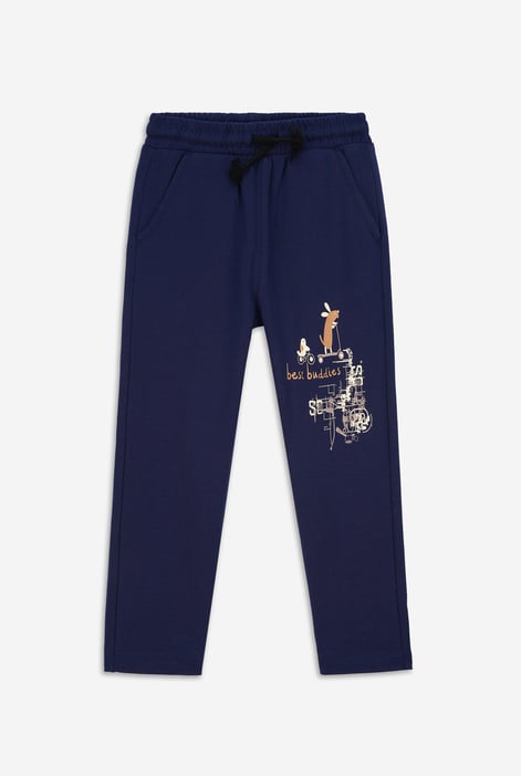 Boys Navy Best Buddies Printed Trouser ( 2yrs-9yrs)