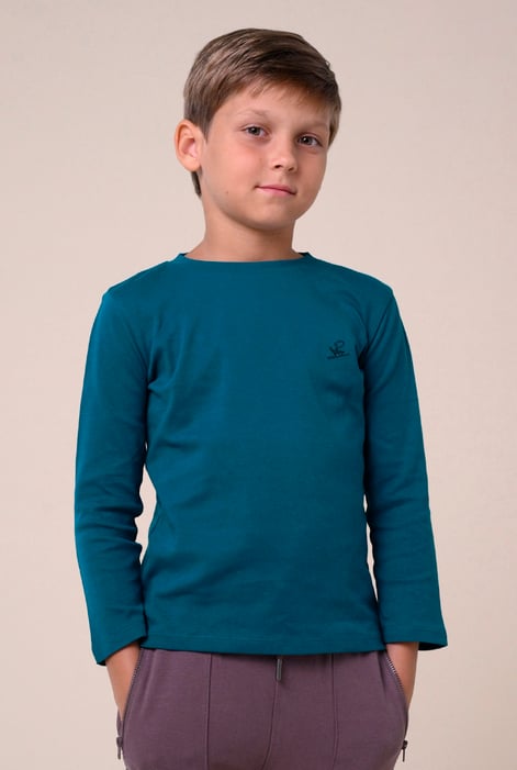 Boys Blue Long Sleeve Plain T-Shirt ( 6yrs-11yrs)