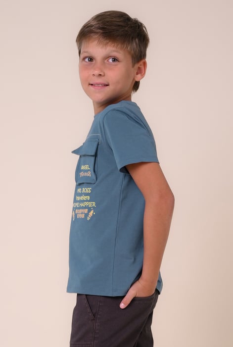 Boys Blue Utility Pocket Detailed  T-Shirt ( 6yrs-11yrs)