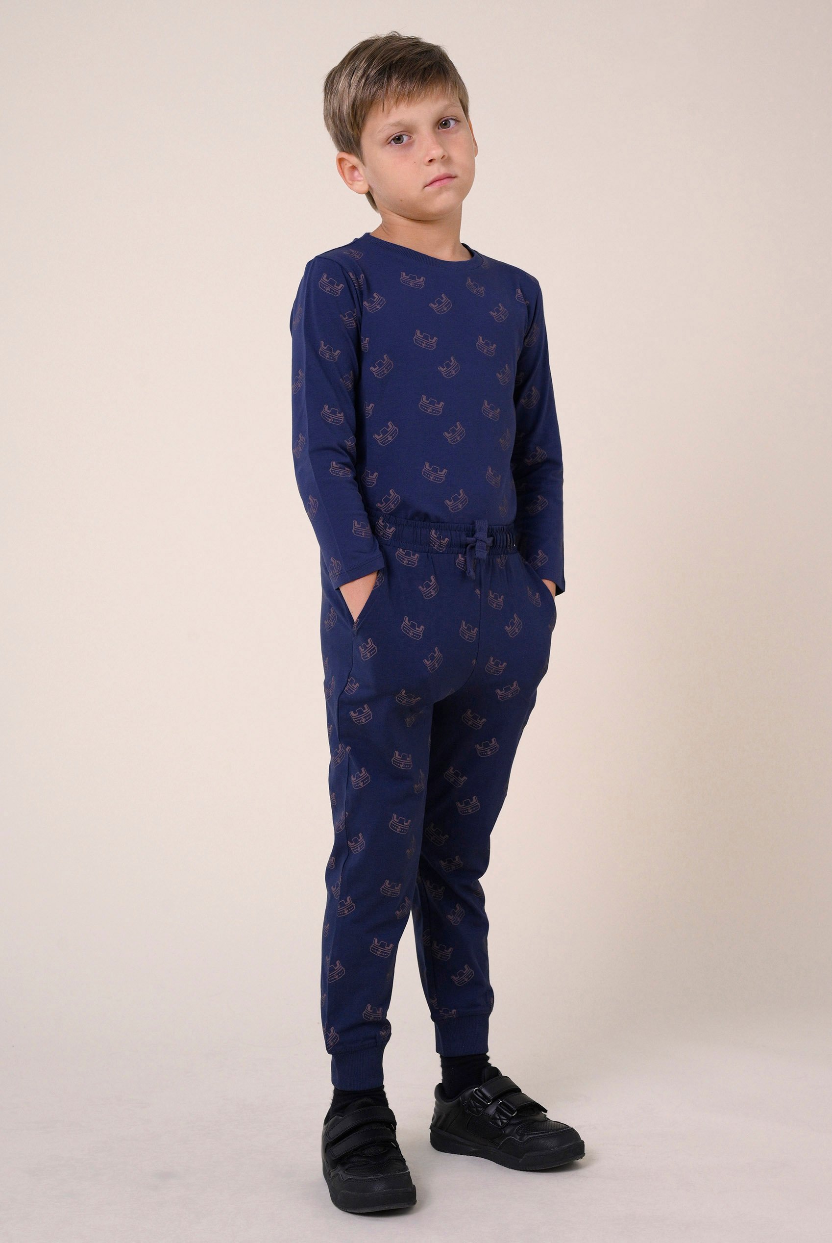 Enorsia Boys Navy Crown Print Jogger ( 12/18Mths-7Yrs) - Uk 12/18 Mths