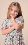 Girls Printed Smoky Tiered Dress ( 5yrs-11yrs)