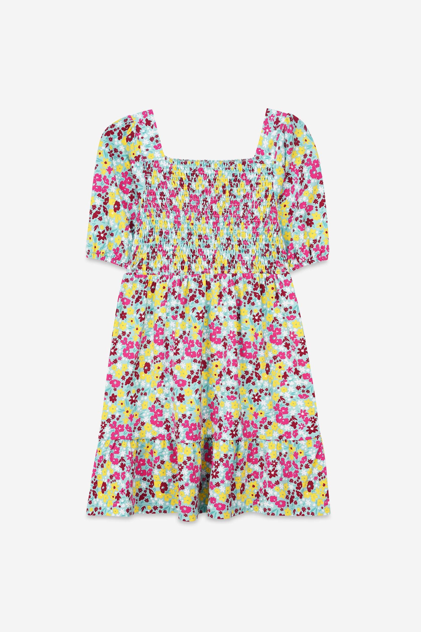 Girls Printed Smoky Tiered Dress ( 5yrs-11yrs)