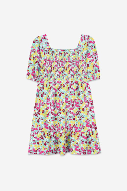 Girls Printed Smoky Tiered Dress ( 5yrs-11yrs)