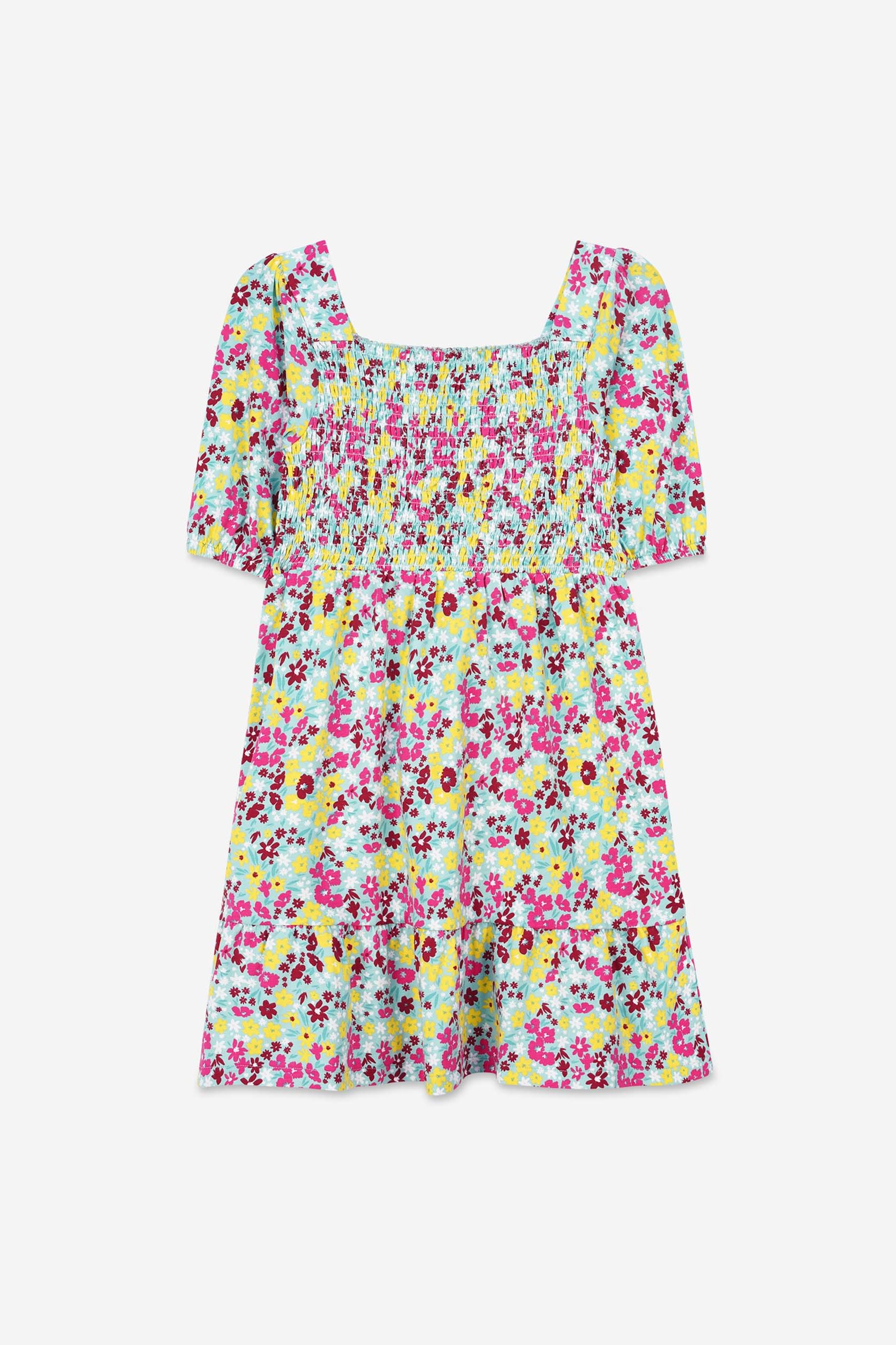 Girls Printed Smoky Tiered Dress ( 5yrs-11yrs)