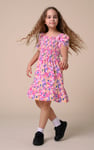 Girls Printed Smoky Tiered Dress ( 5yrs-11yrs)