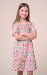 Girls Printed Smoky Tiered Dress ( 5yrs-11yrs)