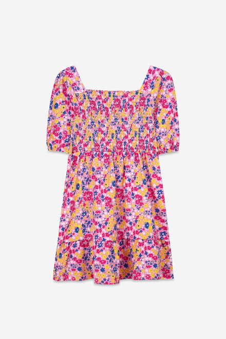 Girls Printed Smoky Tiered Dress ( 5yrs-11yrs)
