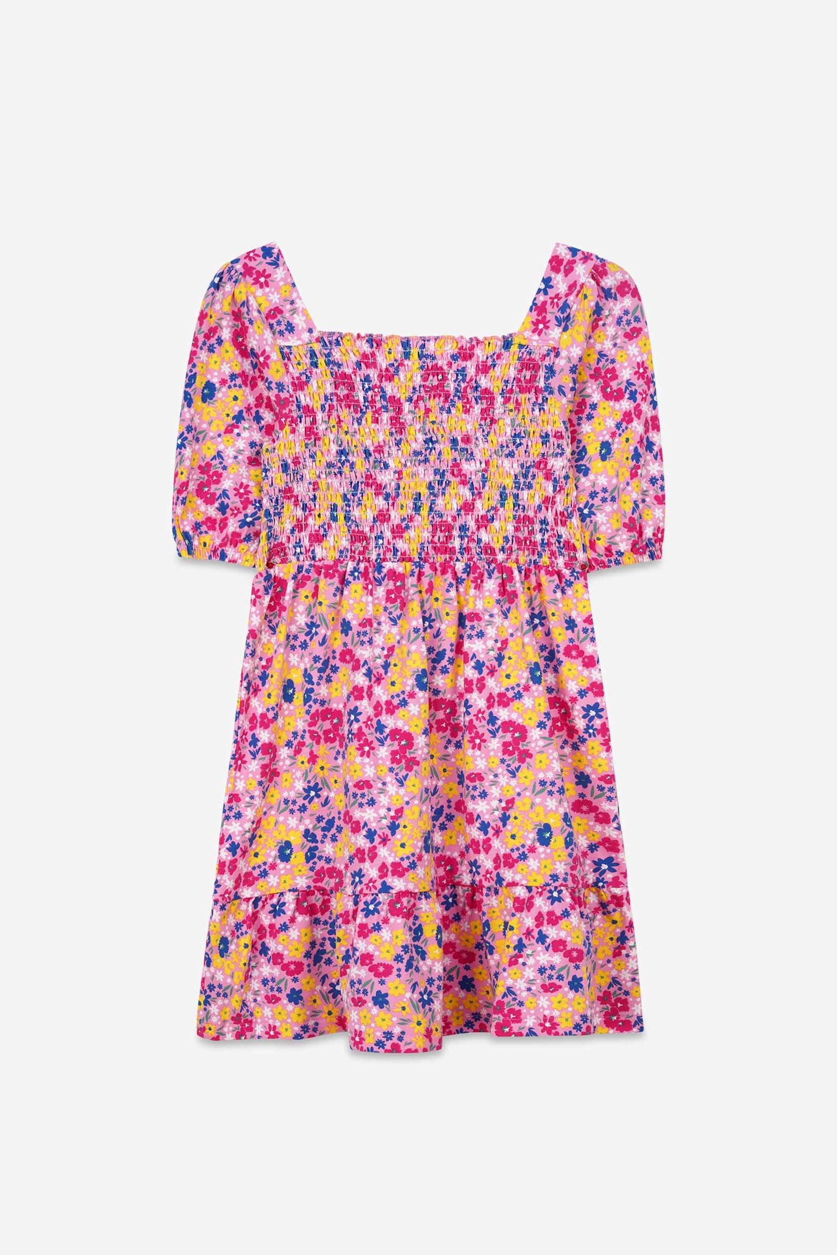 Girls Printed Smoky Tiered Dress ( 5yrs-11yrs)