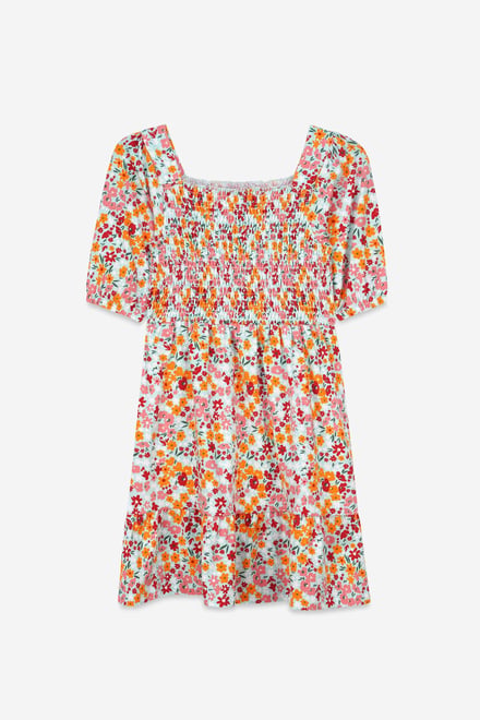 Girls Printed Smoky Tiered Dress ( 5yrs-11yrs)