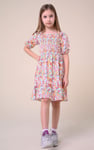 Girls Printed Smoky Tiered Dress ( 5yrs-11yrs)