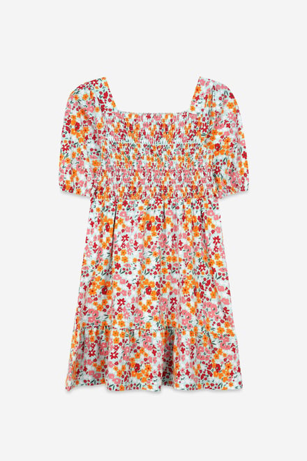 Girls Printed Smoky Tiered Dress ( 5yrs-11yrs)