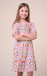 Girls Printed Smoky Tiered Dress ( 5yrs-11yrs)