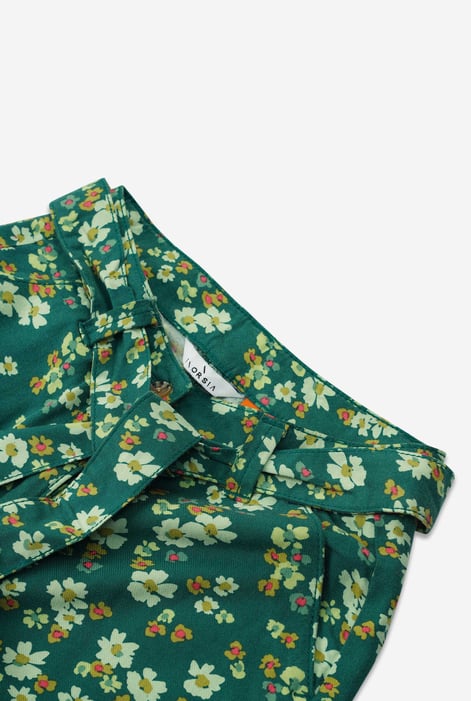 Green Floral Print Paper Bag Trouser ( 3yrs-14yrs)