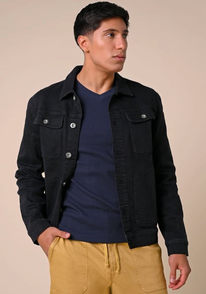 Men's Washed Black Denim Jacket