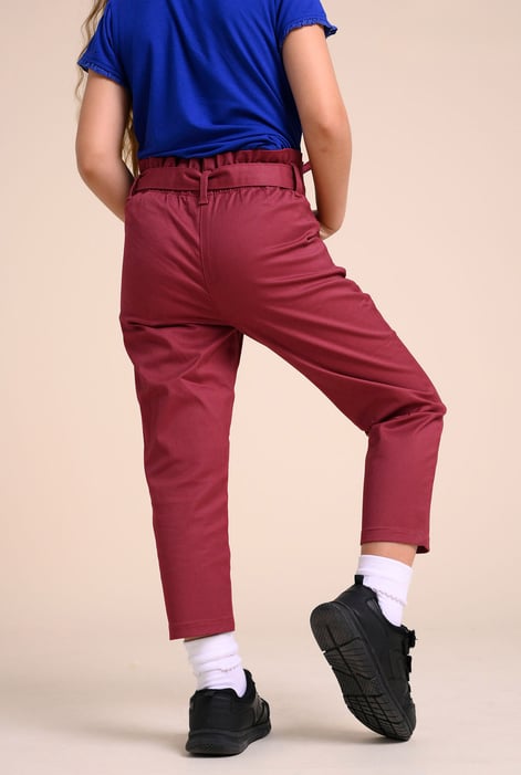 Girls Red Paper Bag Trouser (2yrs-9yrs)