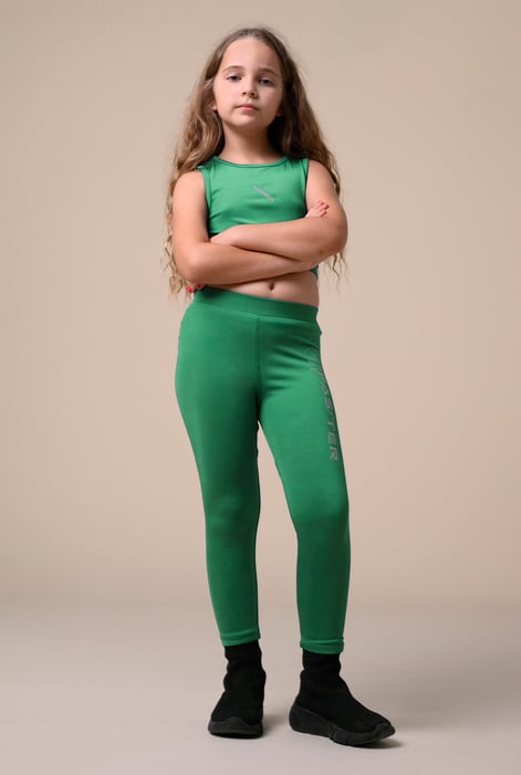 Girls Blue Printed Sporty Vest and Leggings Set
