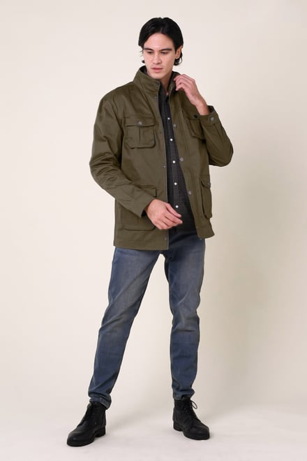 Mens Dark Olive Utility Jacket