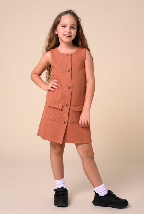 Girls Purple Sleeveless Button Front Dress (2yrs-9yrs)